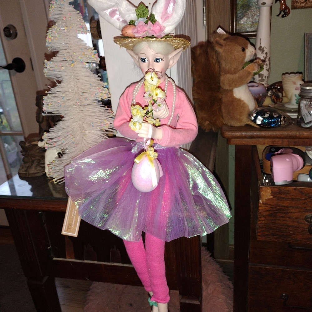 Cynthia Rowley Easter Bunny Fairy Pixie Elf Shelf Sitter Doll 20"
